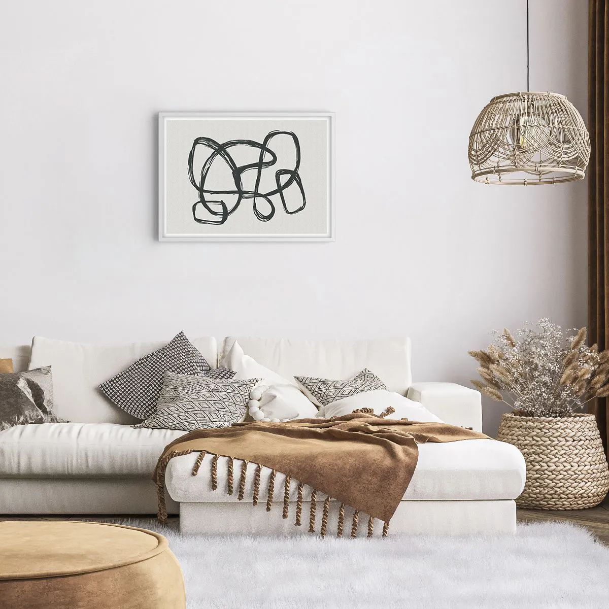 Affisch i vit ram - Loopad abstraktion - 70x50 cm