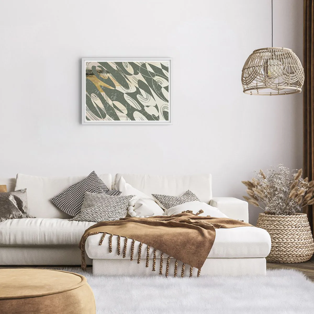 Poster in een witte lijst - Ritmische abstractie - 70x50 cm