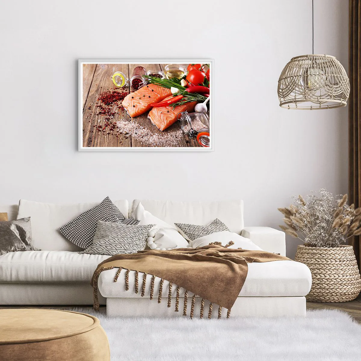 Poster in einem weißen Rahmen - Norwegisches Abenteuer in der Küche - 91x61 cm