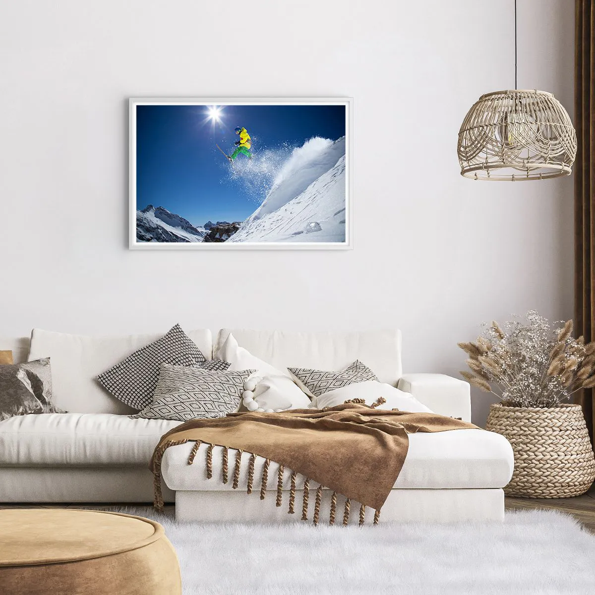 Poster în ramă albă - Dansând cu munții - 91x61 cm