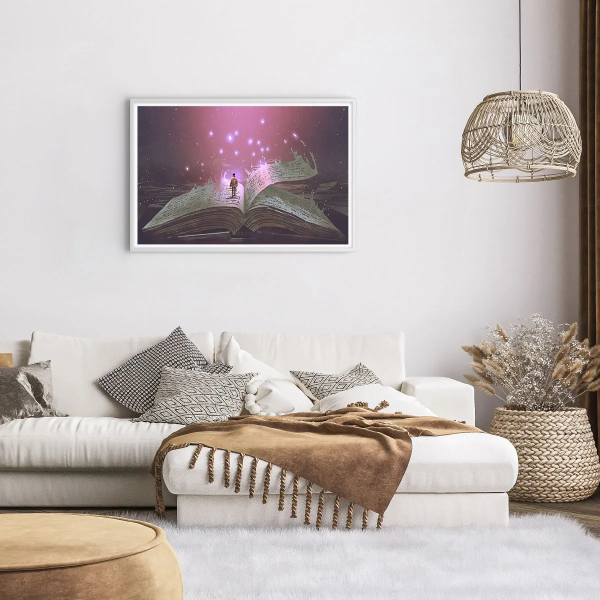 Poster in einem weißen Rahmen - Einladung in eine andere Welt - lesen Sie! - 91x61 cm