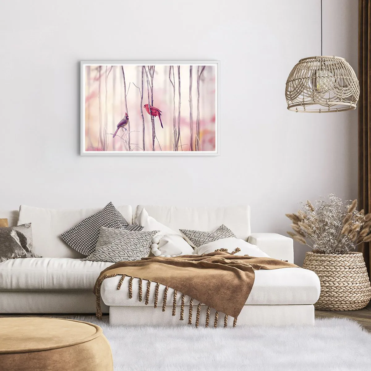 Plakat i hvid ramme - Fortællingen om den lyserøde skov - 91x61 cm