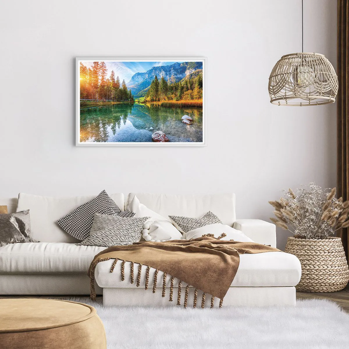 Poster in einem weißen Rahmen - Die Sanftheit des Herbstes - 91x61 cm