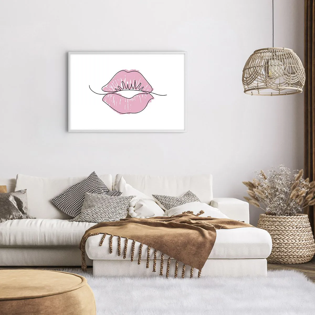 Póster en marco blanco - ¿Listo para un beso? - 91x61 cm