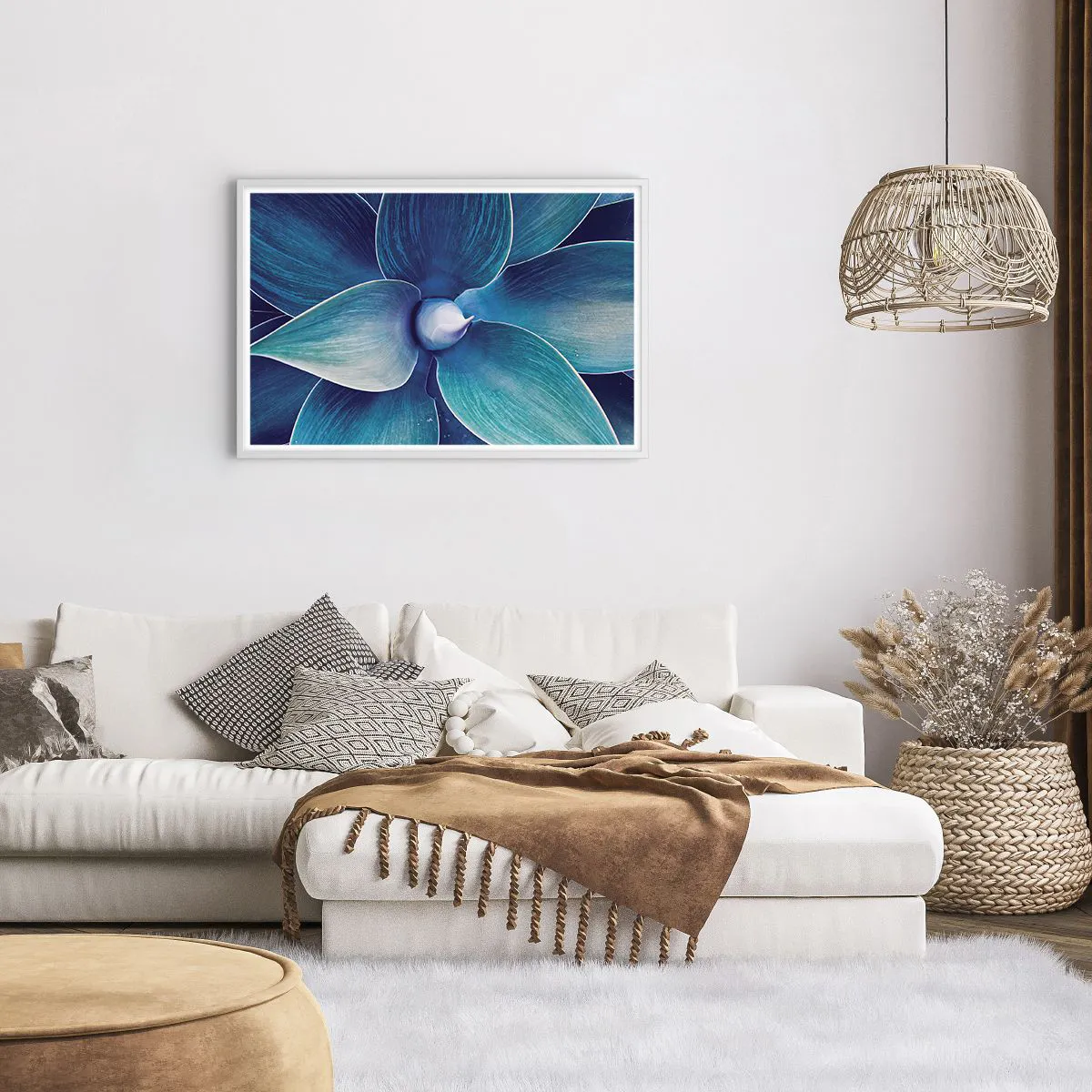 Plagát v bielom ráme - Modrastý od neba - 91x61 cm