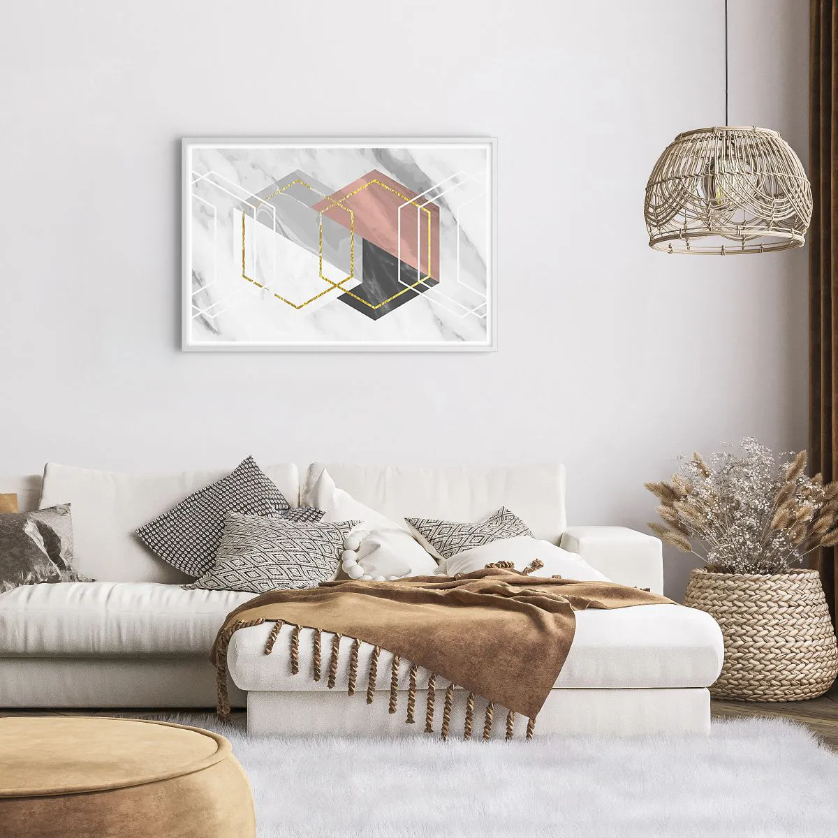 Affiche dans un cadre blanc - Poster - Composition en chaîne - 91x61 cm