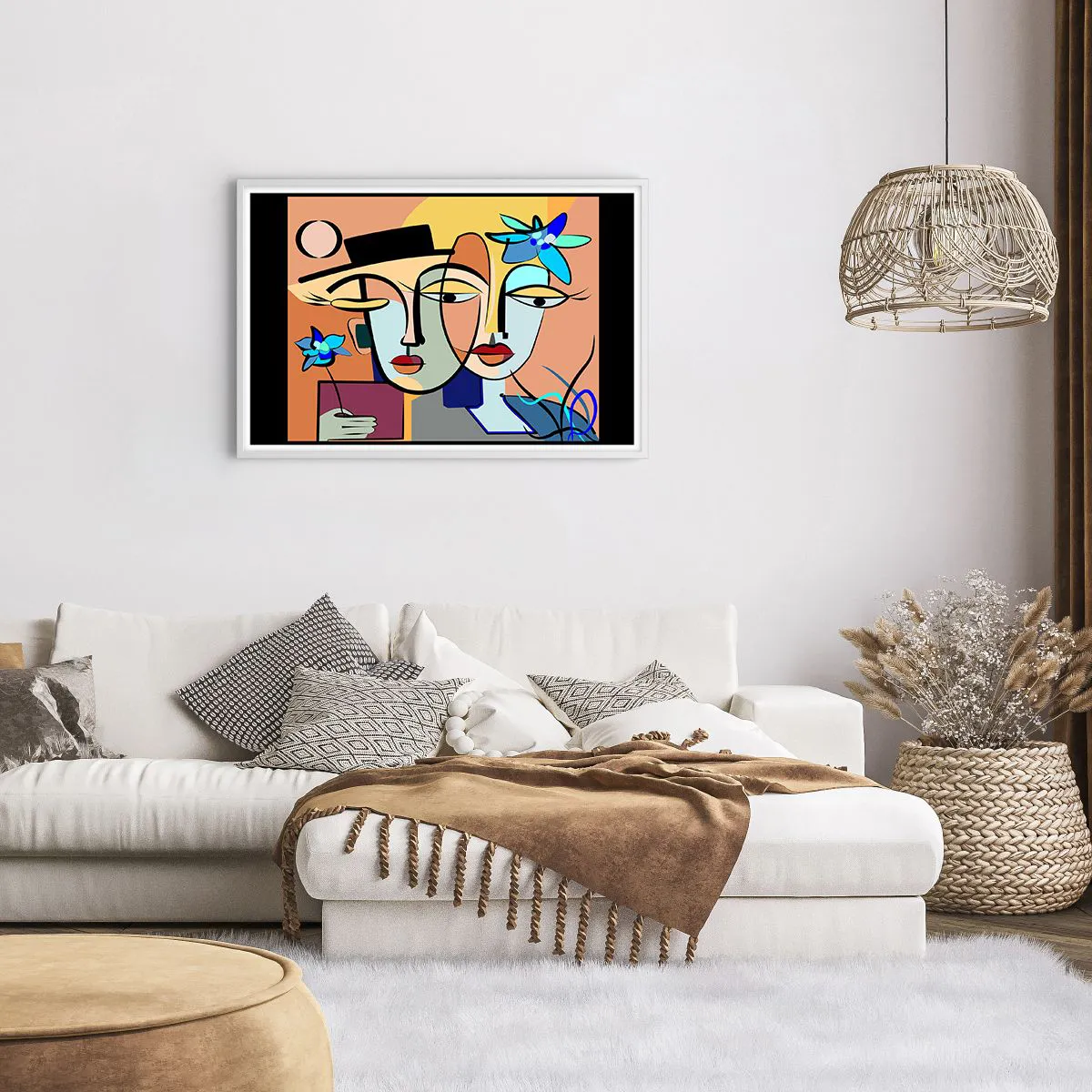 Poster in einem weißen Rahmen - Picassos randez vous - 91x61 cm