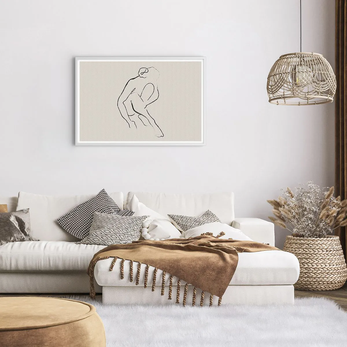 Poster in een witte lijst - Intieme schets - 91x61 cm