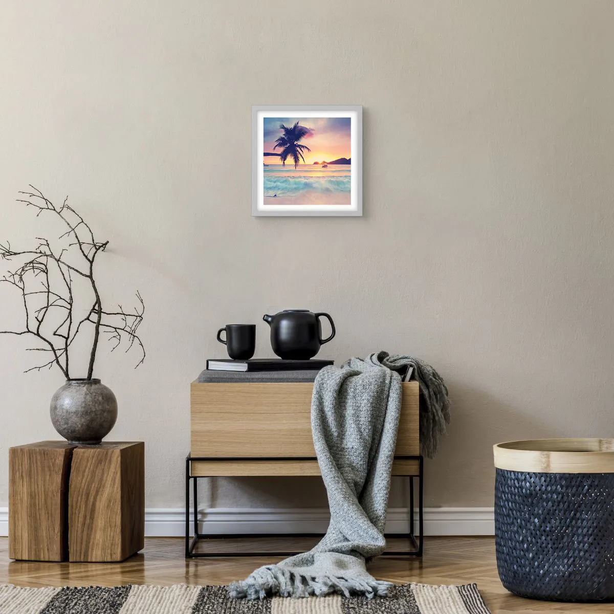 Pôster em moldura branca - Noite na baía - 30x30 cm