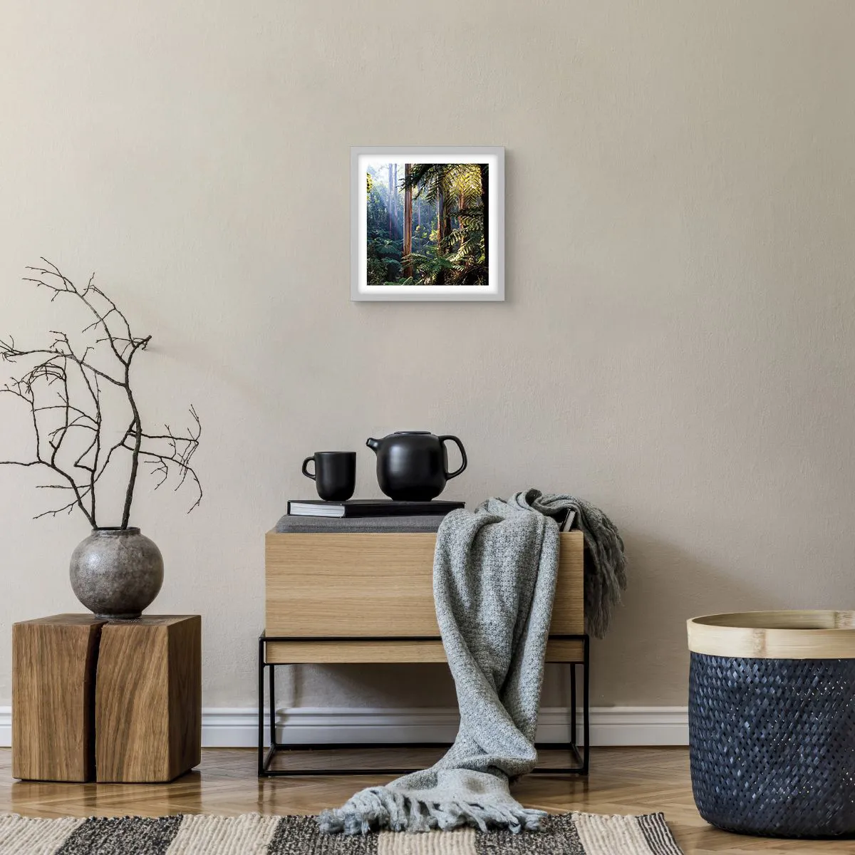 Affiche dans un cadre blanc - Poster - Fable de la forêt - 30x30 cm