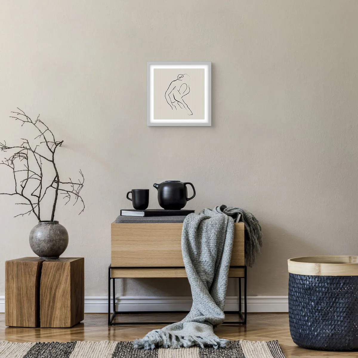 Poster in een witte lijst - Intieme schets - 30x30 cm