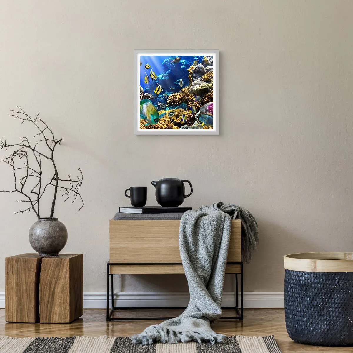 Poster in white frmae - Big Traffic to Holiday Destination - 40x40 cm