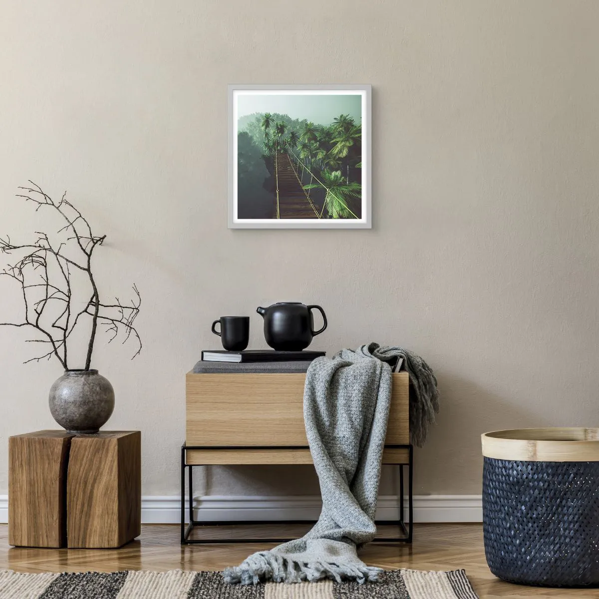 Poster in een witte lijst - Over de branding van groen - 40x40 cm