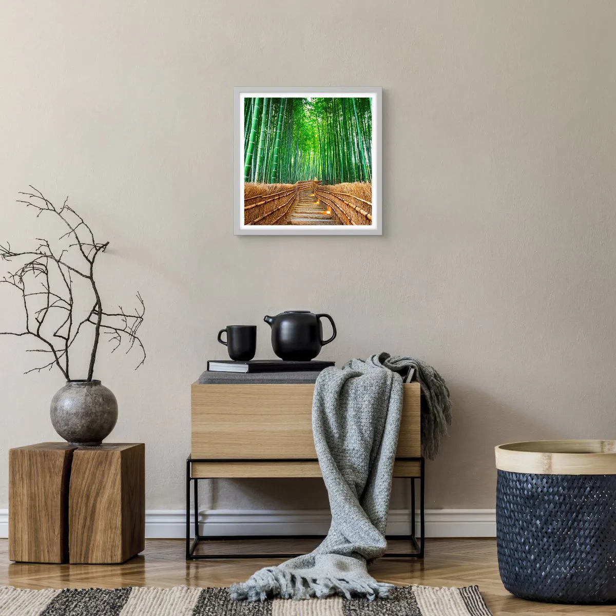 Plakat w białej ramie - Esencja azjatyckiej natury - 40x40 cm