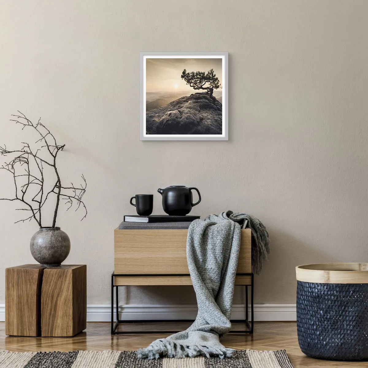 Plakát v bílém rámu - Život vždy vítězí - 40x40 cm