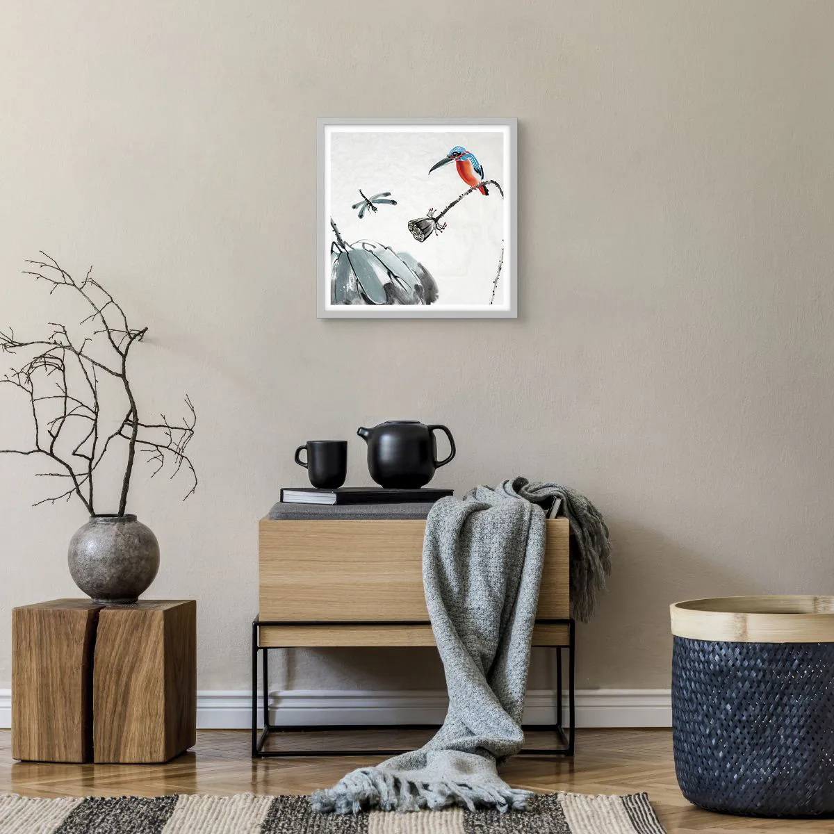 Plagát v bielom ráme - Život lúky - 40x40 cm