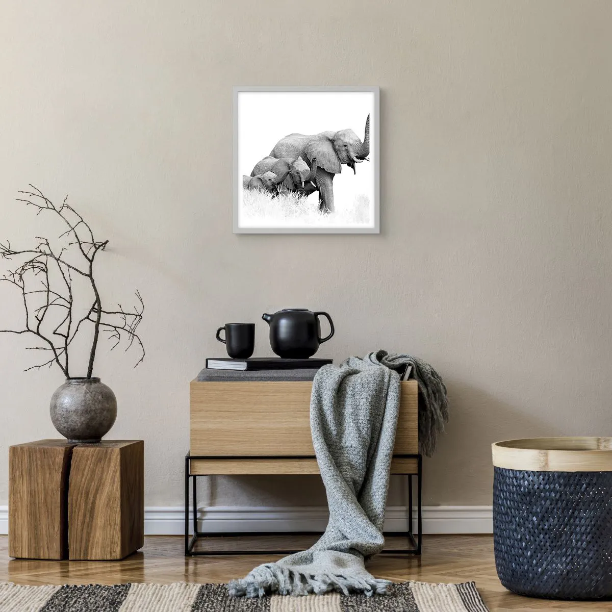 Affiche dans un cadre blanc - Poster - Un, deux, trois - 40x40 cm