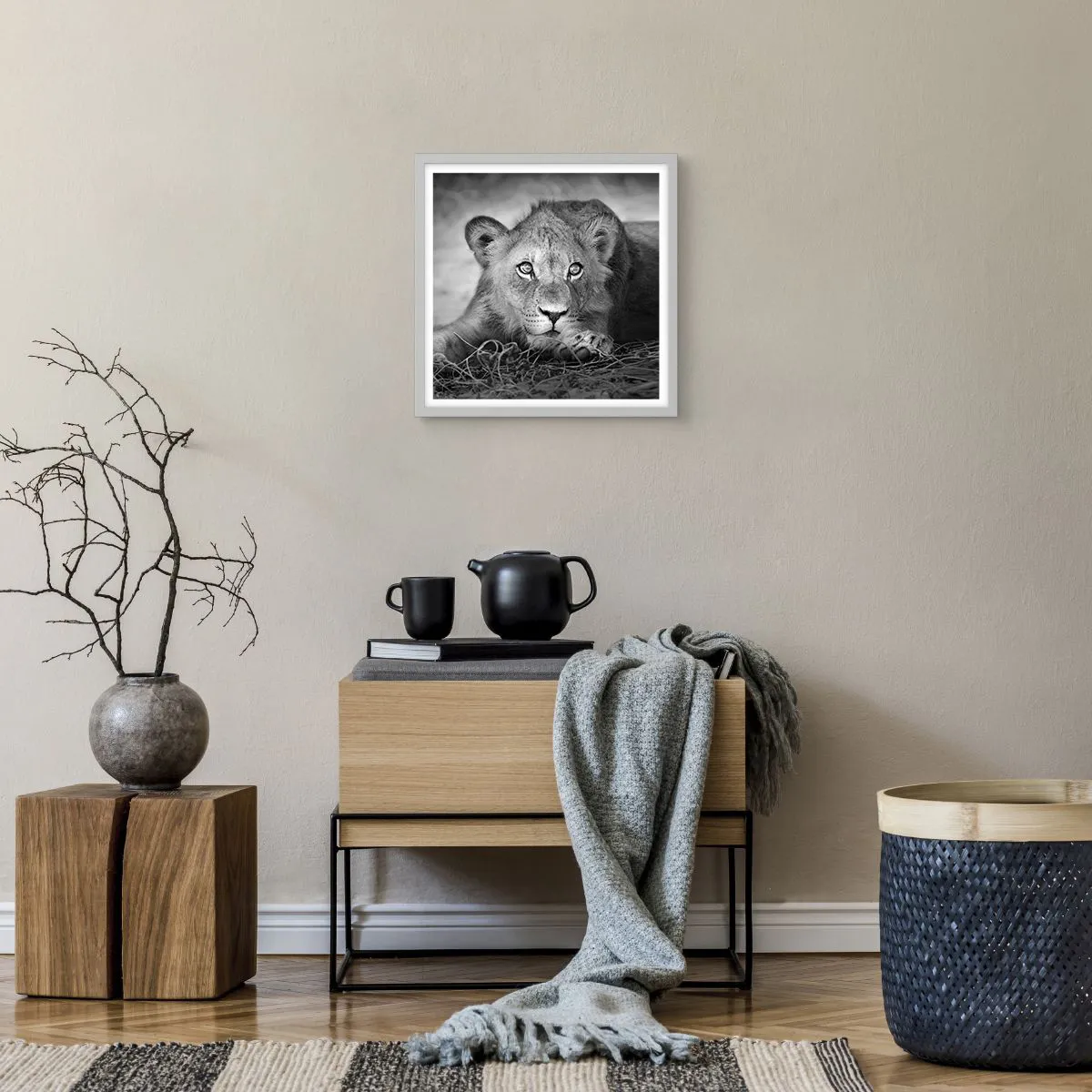 Poster in einem weißen Rahmen - Königlicher Welpe - 40x40 cm