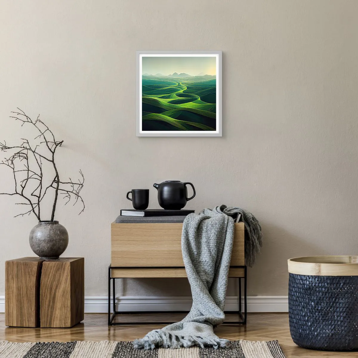 Poster in een witte lijst - In de groene dalen - 40x40 cm