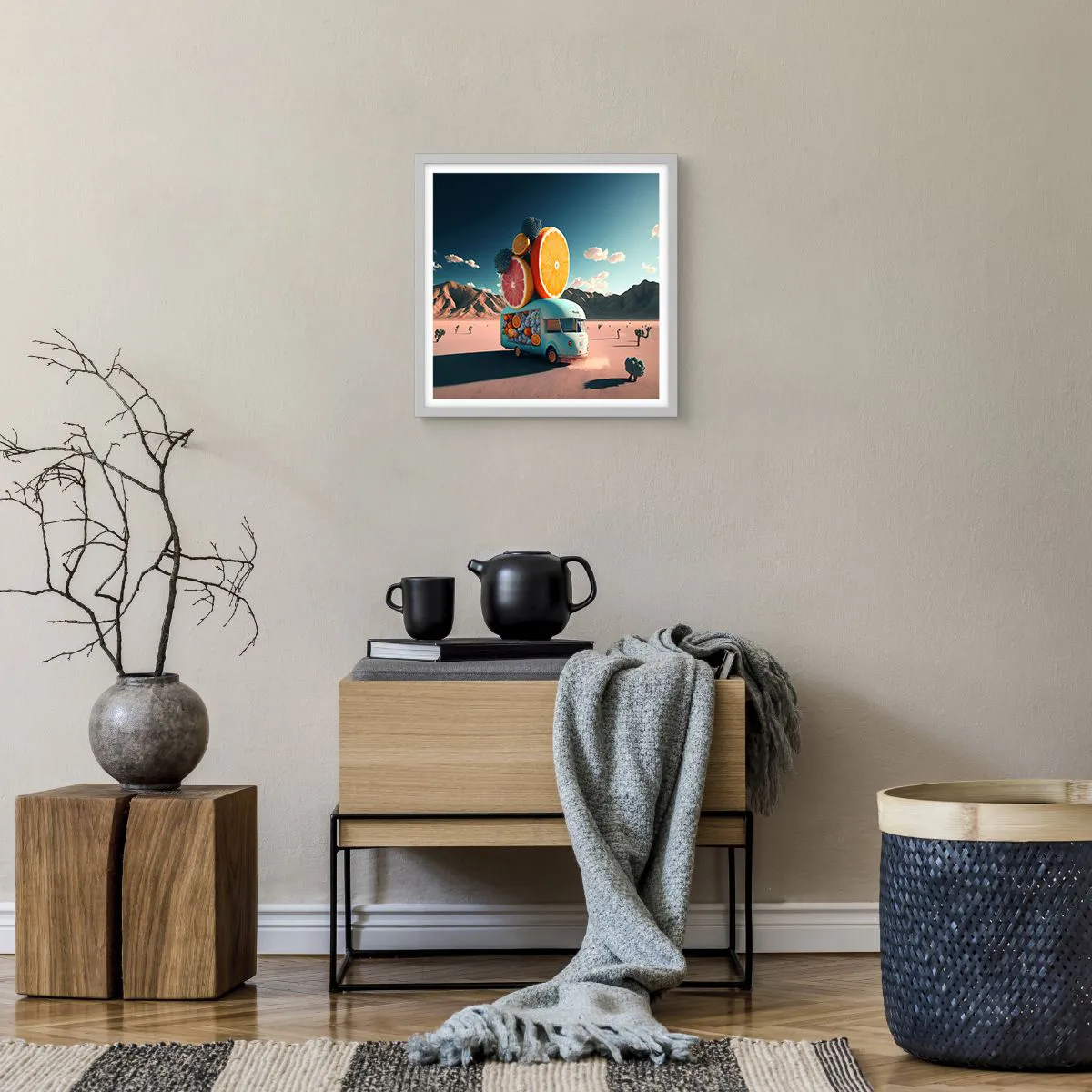 Affisch i vit ram - En smak av semester - 40x40 cm