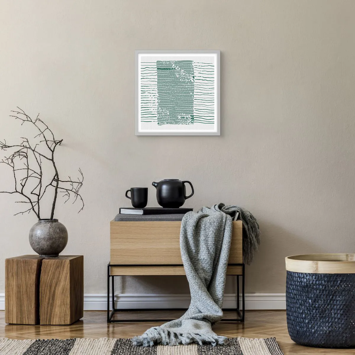 Affiche dans un cadre blanc - Poster - Abstraction de la mer - 40x40 cm