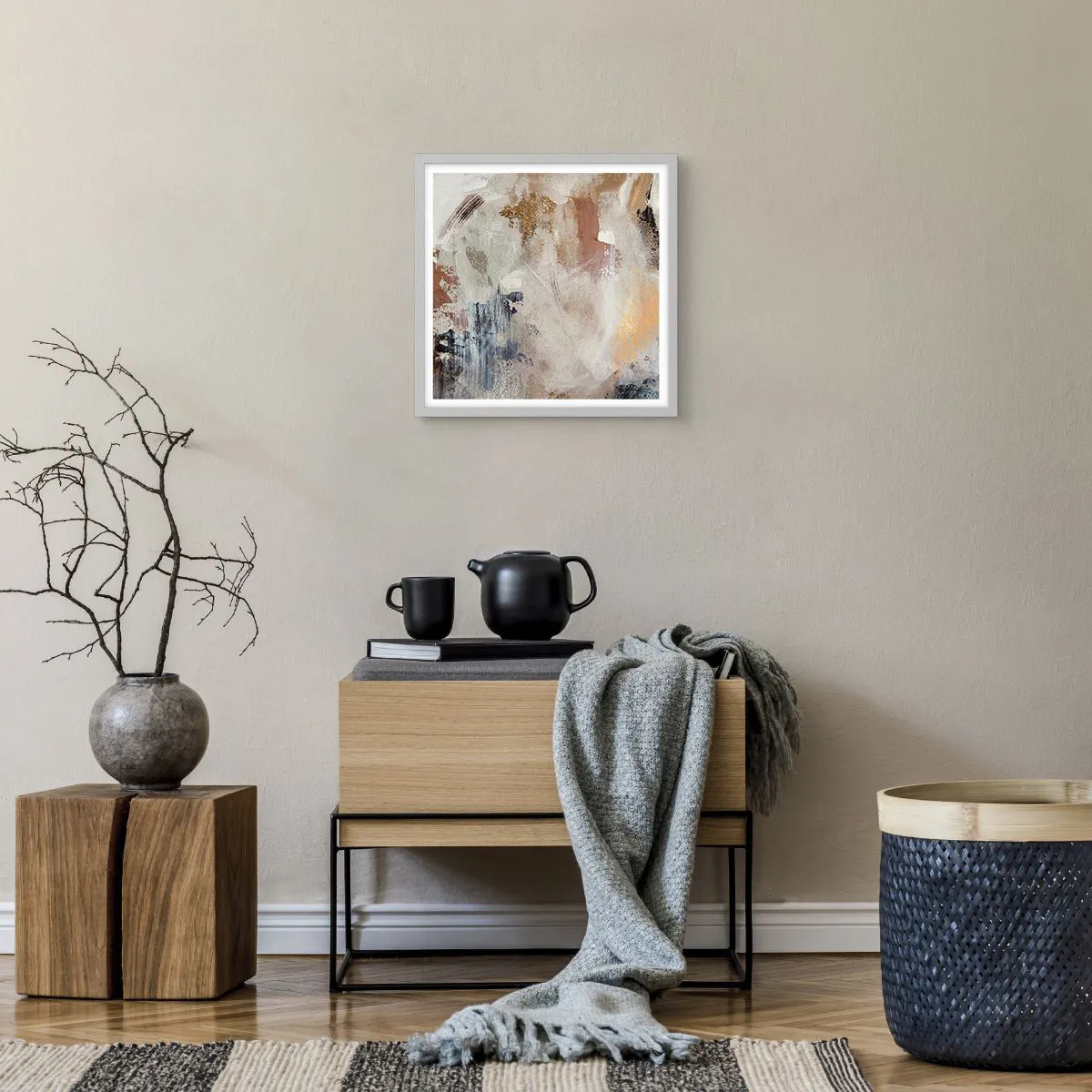 Poster in white frmae - Foggy Abstract - 40x40 cm