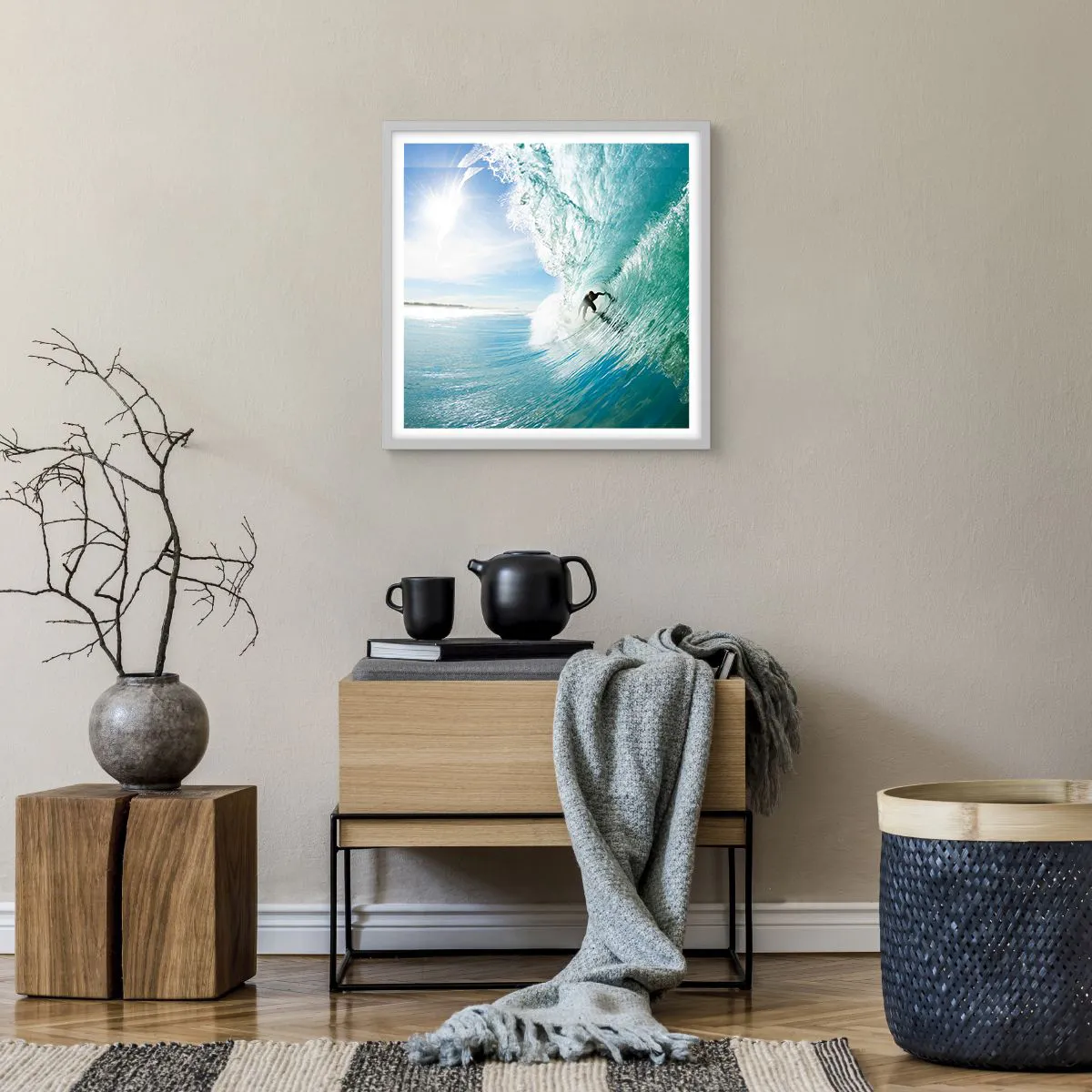 Plakat w białej ramie - Zawsze na fali - 50x50 cm