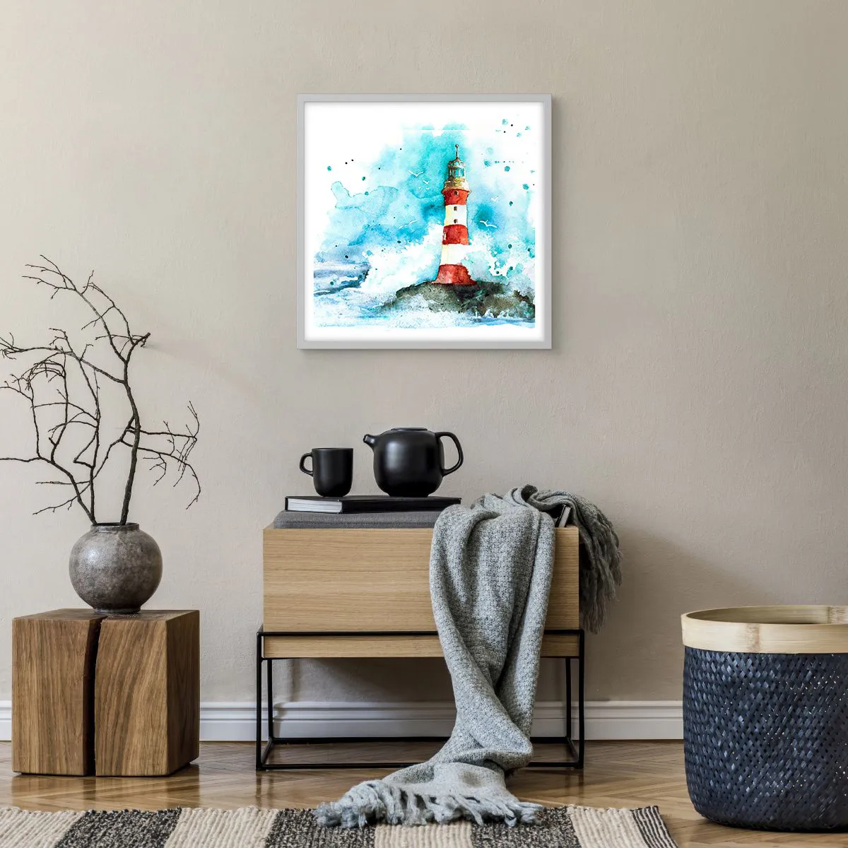 Plakát v bílém rámu - Jednota živlů - 50x50 cm