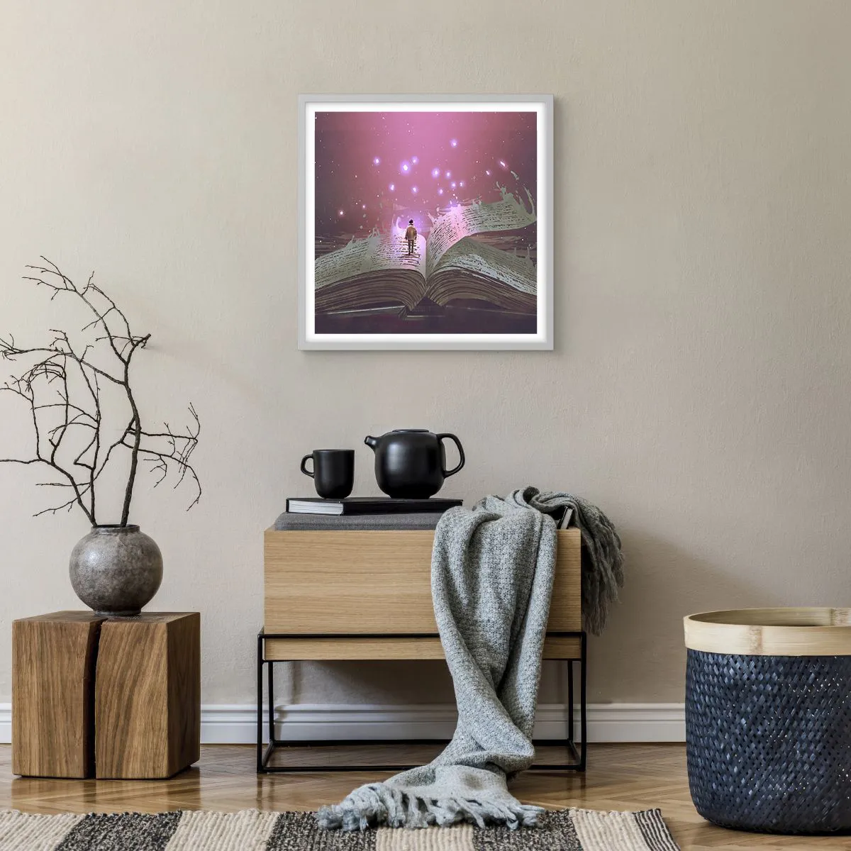 Poster in white frmae - Invitation to Another World -Read It! - 50x50 cm