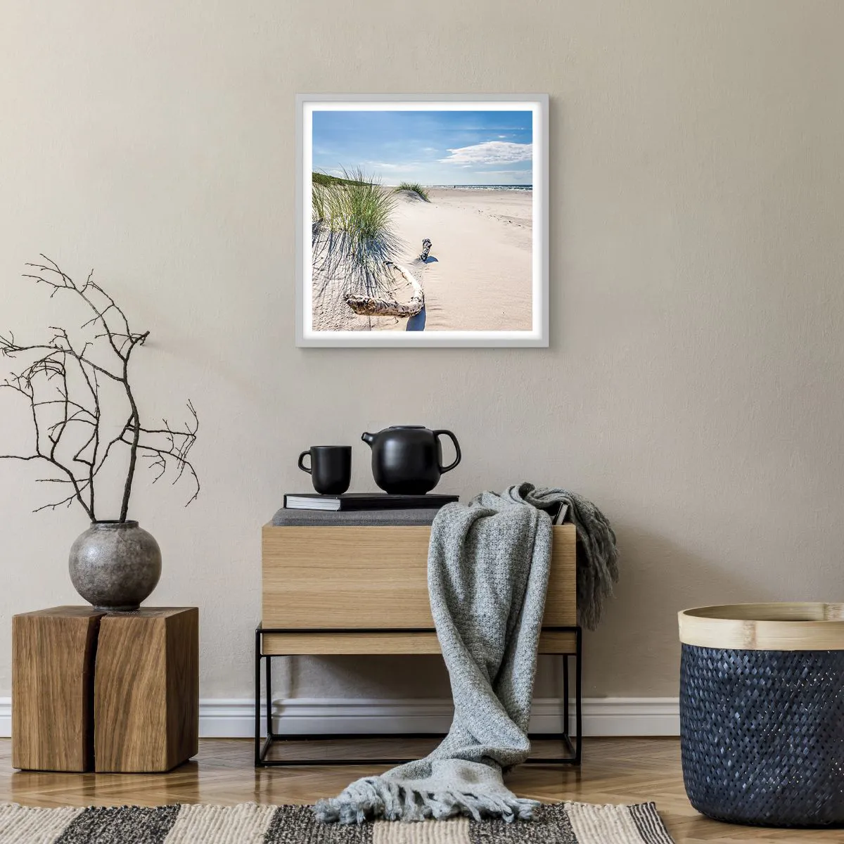 Poster in een witte lijst - De mooiste zandstrand? Oostzee-strand - 50x50 cm