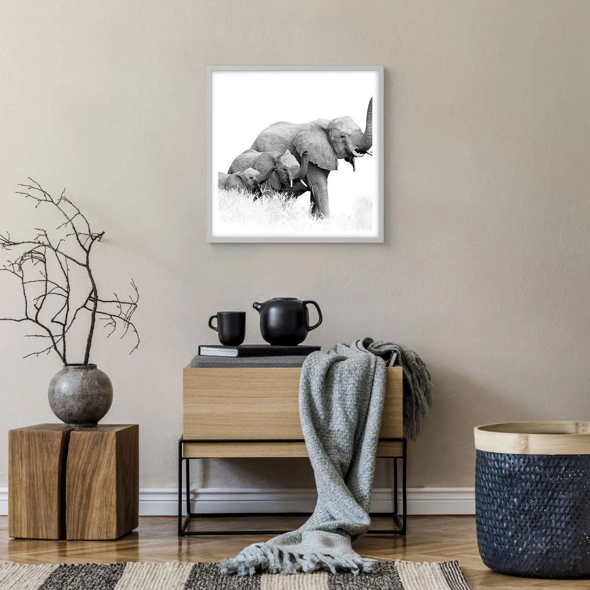 Affiche dans un cadre blanc - Poster - Un, deux, trois - 50x50 cm