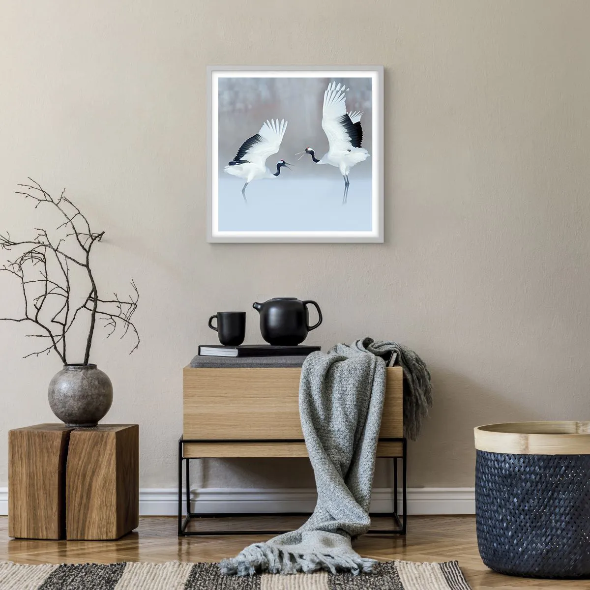 Affiche dans un cadre blanc - Poster - Danse dans le brouillard - 50x50 cm