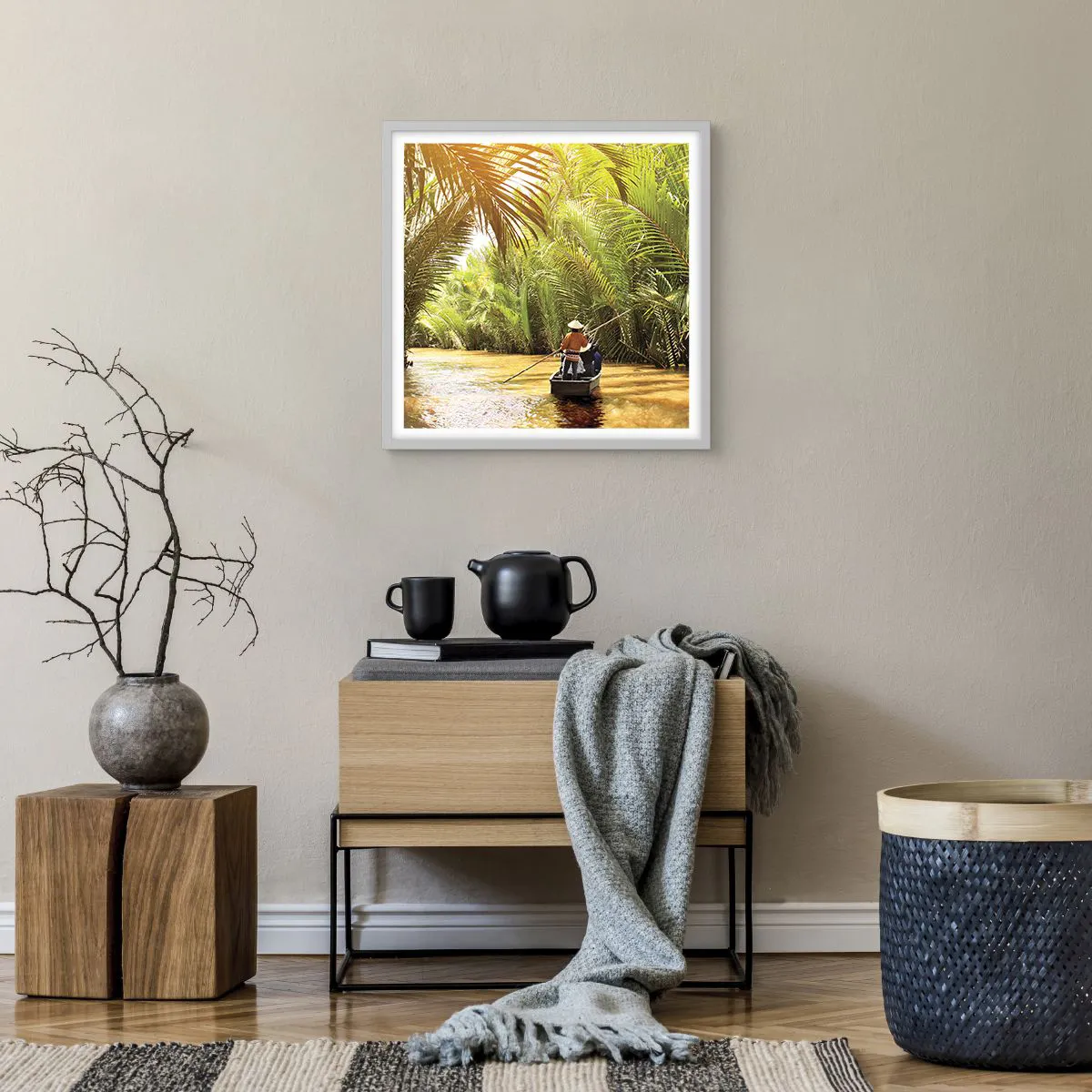 Affisch i vit ram - Genom en palmravin - 50x50 cm