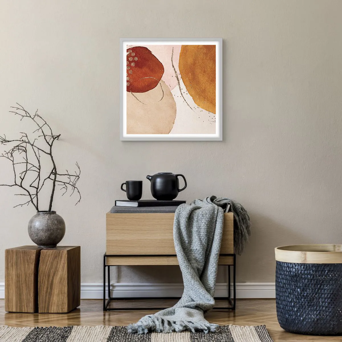 Affiche dans un cadre blanc - Poster - Rondeur et mouvement - 50x50 cm