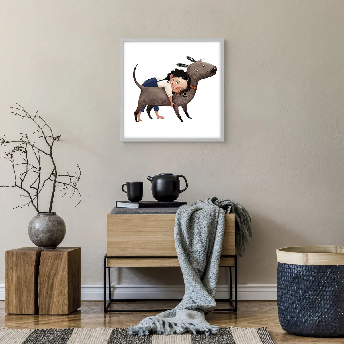 Poster in cornice bianca - I migliori amici - 50x50 cm