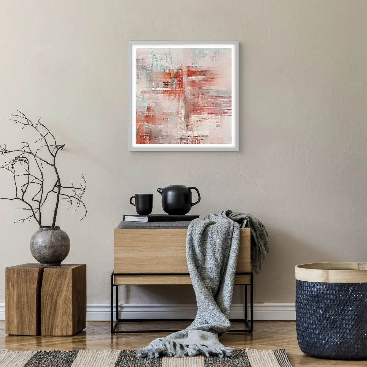 Poster in white frmae - Foggy but Pink - 50x50 cm