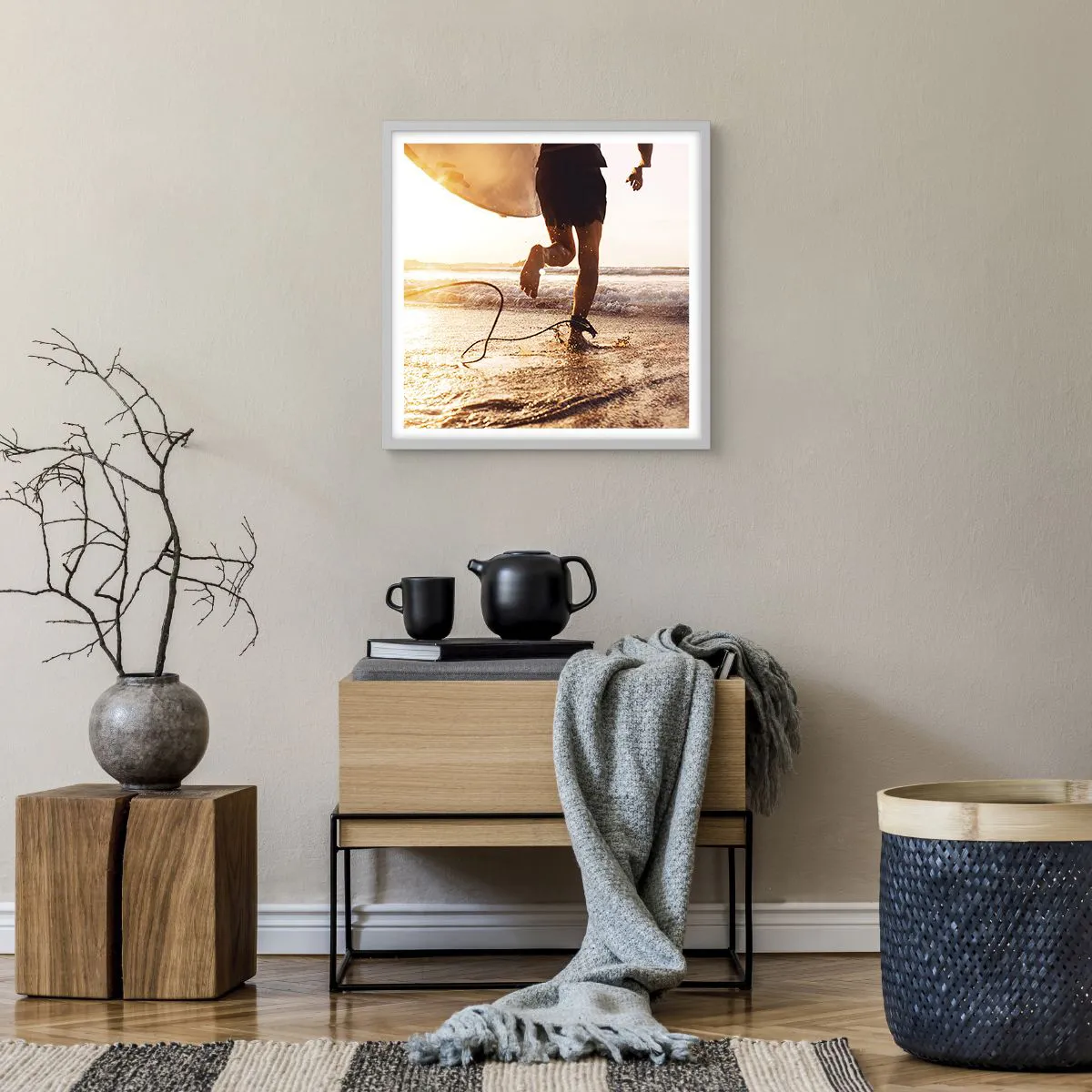 Poster în ramă albă - Pentru a întâmpina valul - 50x50 cm