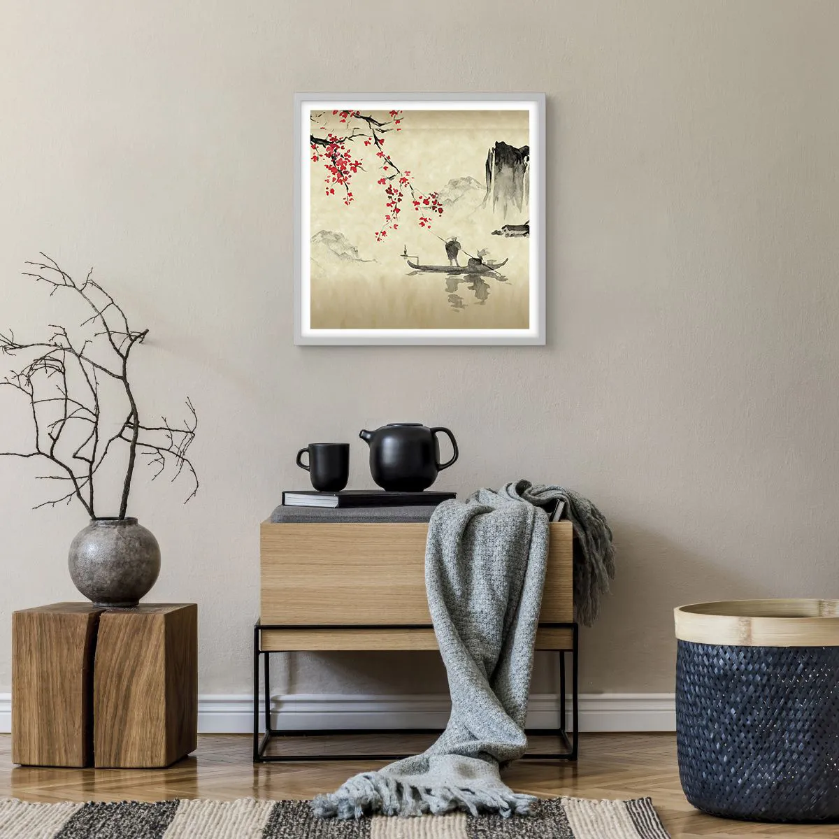 Pôster em moldura branca - Na terra do sol nascente - 50x50 cm