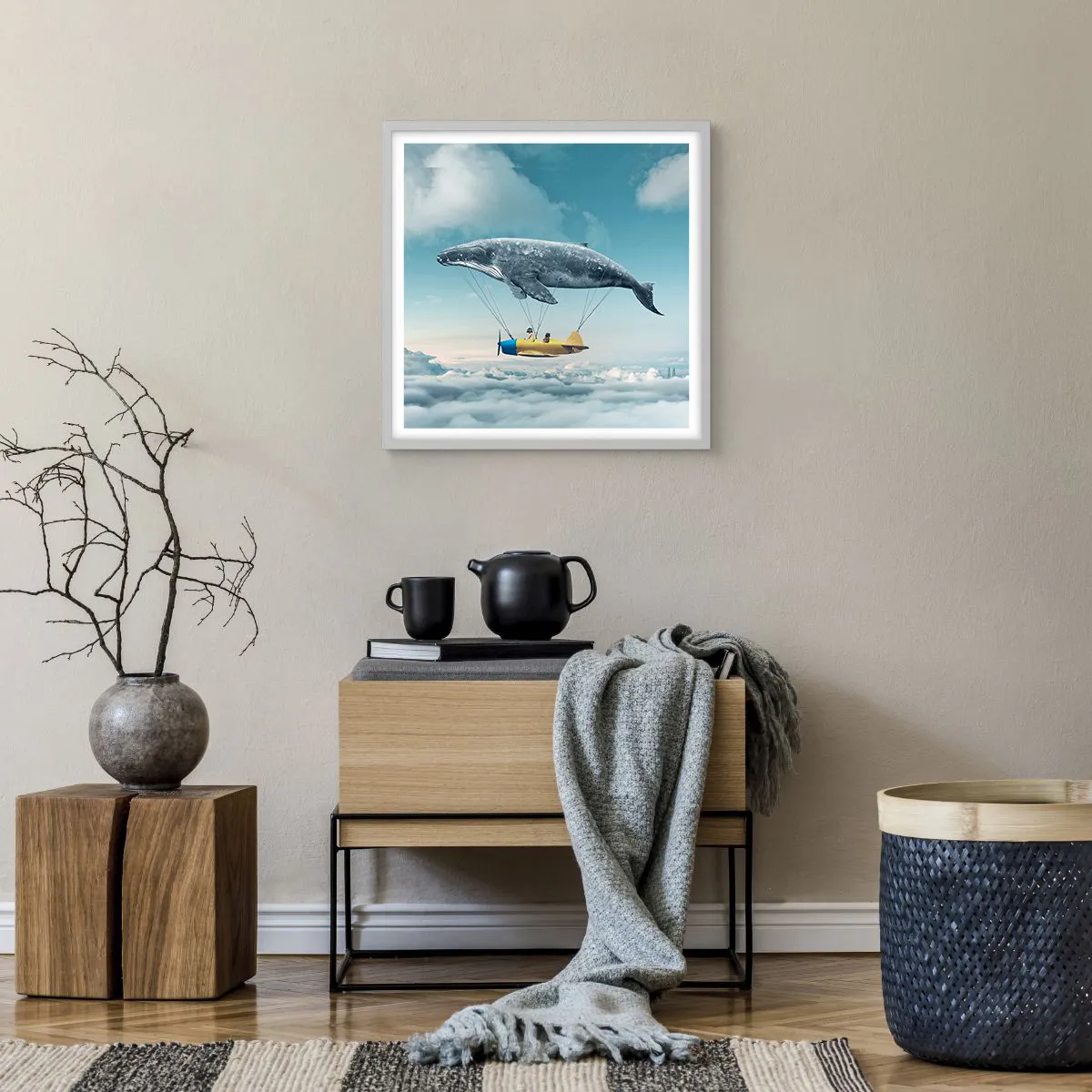 Plakát v bílém rámu - Proč ne? - 50x50 cm