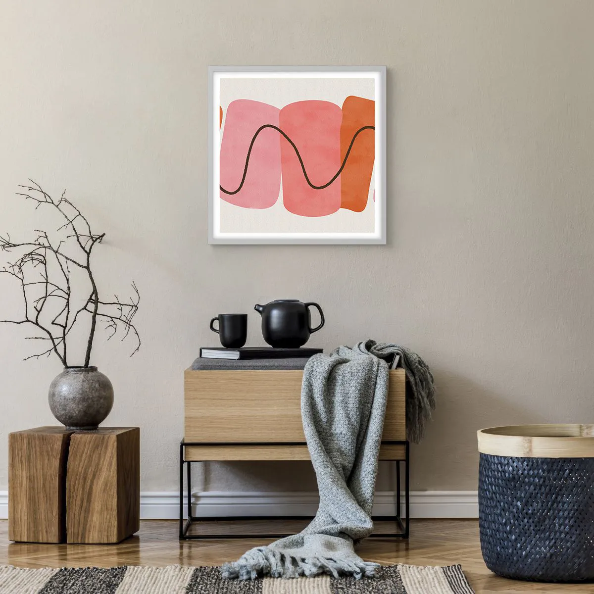 Poster in einem weißen Rahmen - Sanfte Bewegung der Formen - 50x50 cm