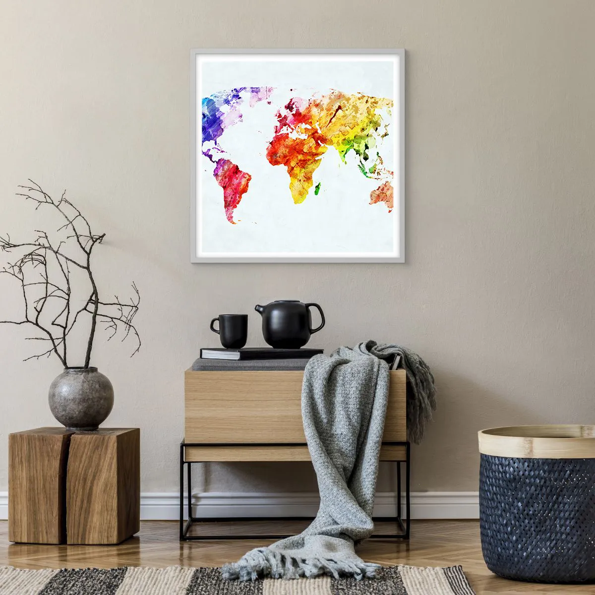 Poszter fekete keretben - A világ minden színe - 60x60 cm