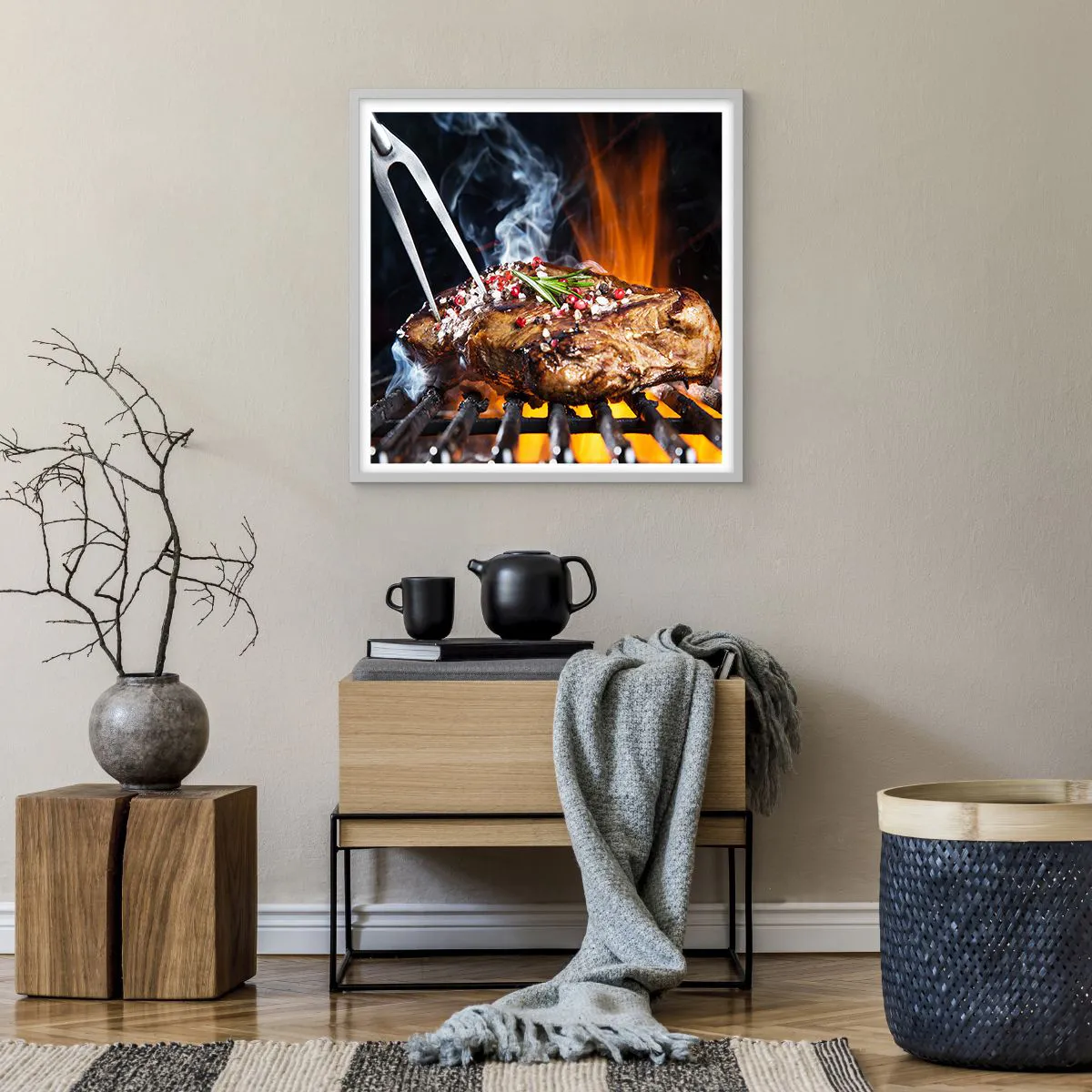 Poster în ramă albă - Suculente și parfumate - 60x60 cm