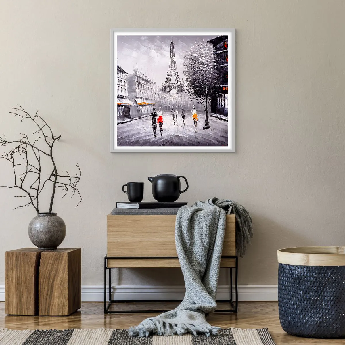 Affiche dans un cadre blanc - Poster - Balade parisienne - 60x60 cm