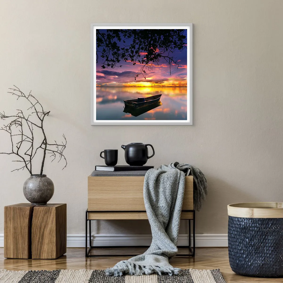 Poster in einem weißen Rahmen - Du scheinst mitten am Himmel zu hängen... - 60x60 cm