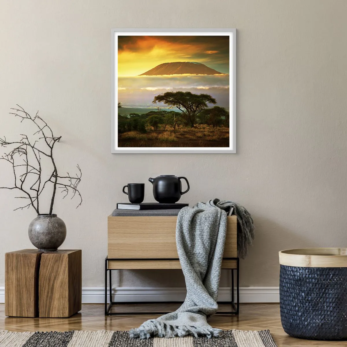 Poster în ramă albă - Visul unui călător - 60x60 cm