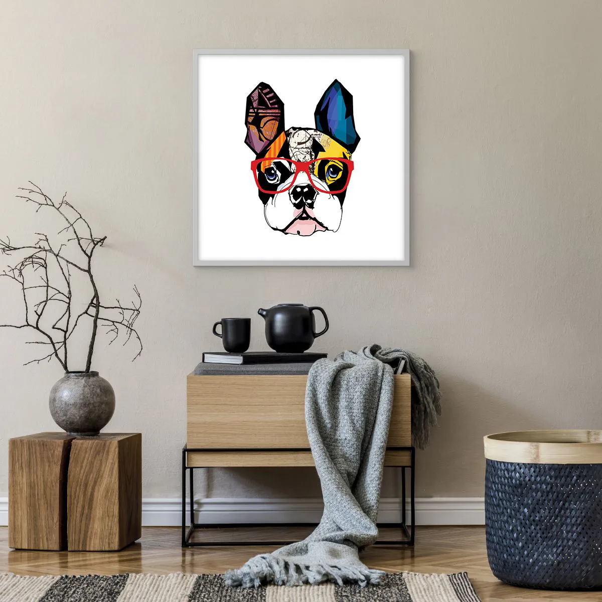 Póster en marco blanco - El intelectual - 60x60 cm