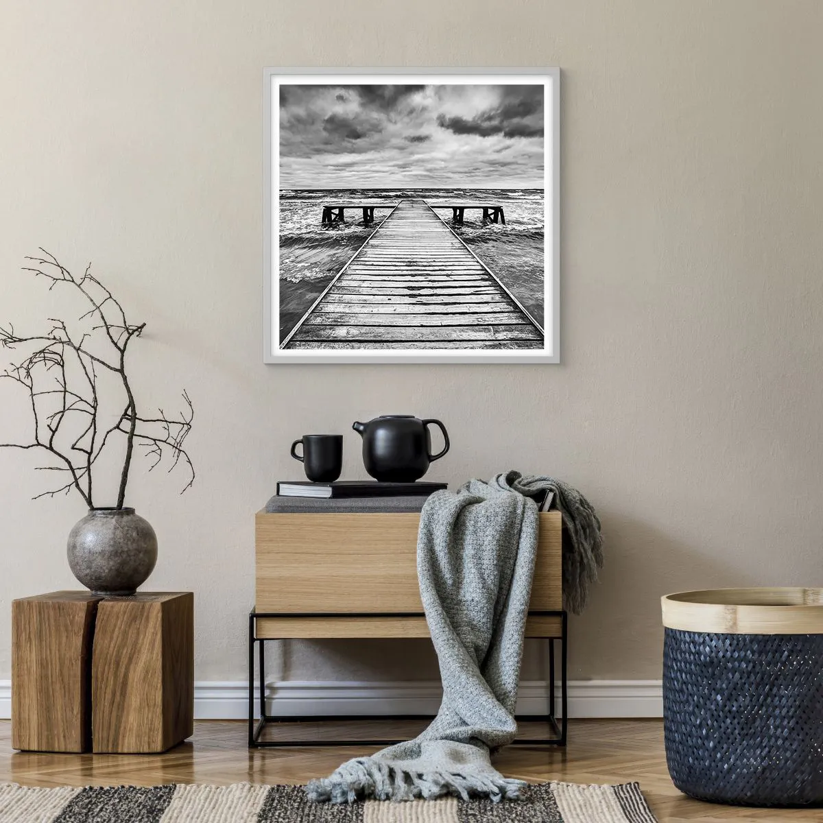 Poster in einem weißen Rahmen - Ich warte darauf, dass der Wind wegjagt... - 60x60 cm