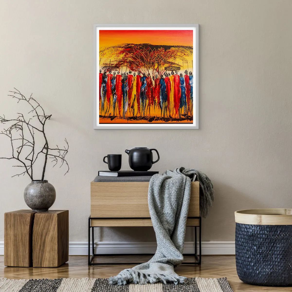 Affiche dans un cadre blanc - Poster - Là-bas, là-bas, ils vont là-bas - 60x60 cm