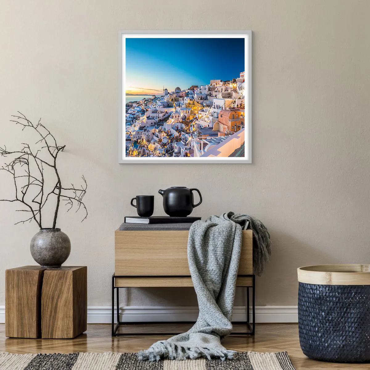 Affiche dans un cadre blanc - Poster - L'essence de la grecque - 60x60 cm