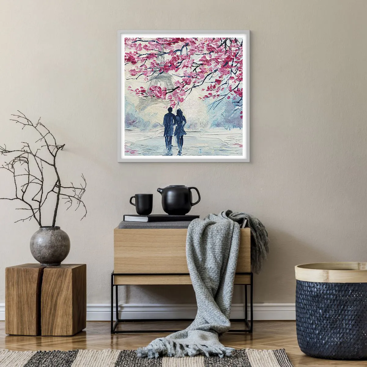 Poster in white frmae - Romantic Walk - 60x60 cm